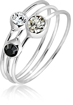 Elli Ring Damen Set Stacking mit Kristallen in 925 Sterling Silber
