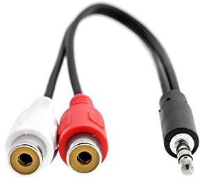 KnnX 28053 | Cavo audio stereo bidirezionale da 20 cm | Jack maschio 3,5 mm a 2 x femmina Phono RCA