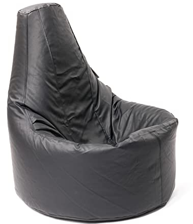 Beanbag Gamer Arm Chair Adult GAMING Bean Bag Faux Leather Game XL Seat POD Bags (Black)