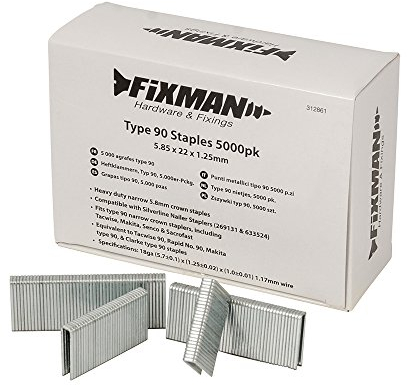 Fixman 312861 Heftklammern Typ 90, 5,85 x 22 x 1,25 mm, 5000 Stück