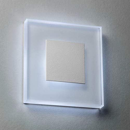 meerkatsysteme 10er SET LED Treppenbeleuchtung Premium SunLED Large 230V 1W Echtes Glas Wandleuchten Treppenlicht mit Unterputzdose Treppen-Stufen-Beleuchtung Wandeinbauleuchte (Kaltweiß, Alu: Weiß)