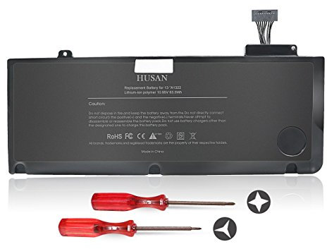 HUSAN A1322 Batería de Ordenador portátil para MacBook Pro 13 '' A1322 A1278 (2009 2010 2011 2012 Version) 661-5229 661-5557 020-6547-A MB990LL / A (10.95V 6000mAh)