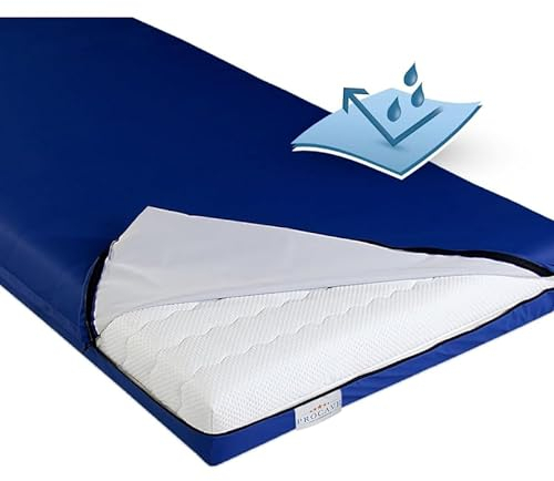 PROCAVE wasserdichter Matratzenbezug in blau. atmungsaktiv und abwischbar 120x200 cm für Matratzen-Höhe 4 cm - Made in Germany