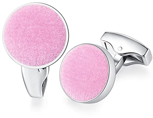HONEY BEAR Herren Hochzeit Baumwolle Stoff Samt Manschettenknöpfe Cufflinks Manschettenknopf,Runden