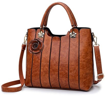 rofozzi Damen Ledertasche mit Tragegriffen, Handtasche und Geldbörse