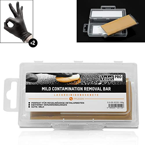 detailmate ValetPRO Reinigungsknete orange (mild)- Orange Contamination Removal Bar 100g + Nitril Schutzhandschuhe