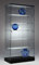 MHN Breite Ausstellungsvitrine ohne Rahmen - T 46 x B 90 x H 182 cm - Verkaufsvitrine Design Glasvitrine abschließbar - Schwarze Standvitrine mit Rollen - Ladenvitrine ohne Beleuchtung