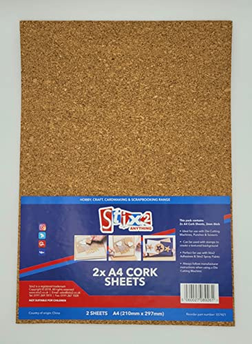 Stix2 Packung 2 A4 Kork Blätter 2mm Dick für Craft Stanzen Karte Machen S57421