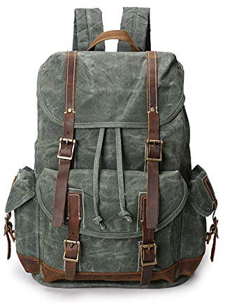 Segeltuch-Rucksack Retro Rucksack wasserdichter Spielraum im Freien Rucksack Männer Casual Rucksack Computer-Rucksack,Coralgreen