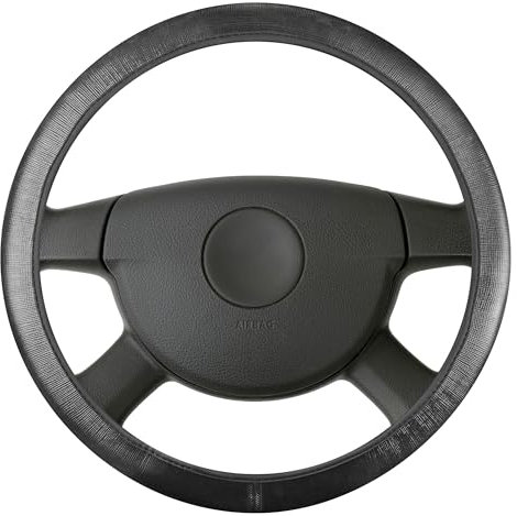 WALSER Auto Lenkradbezug Soft Grip, Auto Lenkrad Schutzhülle, Lenkradhülle Auto Canvas, Lenkradschutz Auto, Lenkradbezug Winter/Lenkrad Bezug Sommer, Anti Rutsch Lenkradbezug Sport schwarz