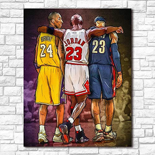 Segeltuchwandkunstdruck Kobe Bryant Michael Lebron James Basketball Leinwand 1 PC HD Drucke Wohnkultur Poster Malerei Wand-Kunst-Modular Bild (Size (Inch) 60x80cm No Frame)
