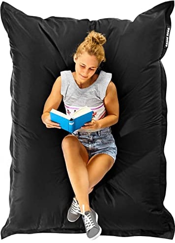 Green Bean Sitzsack XXL 140x180cm 380 Liter Kinder & Erwachsene Bean Bag EPS Perlen Füllung Riesensitzsack Groß Draußen Outdoor Liegekissen Waschbar Wetterfest Lounge Sitzkissen Bodenkissen Schwarz