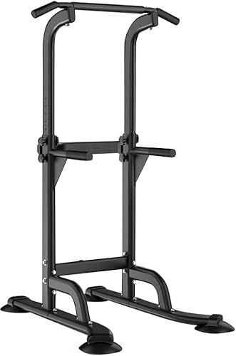 SogesHome Multifunktionale Kraftstation Power Tower Klimmzugstation für Zuhause – Höhenverstellbare Dip Station mit Klimmzugstange