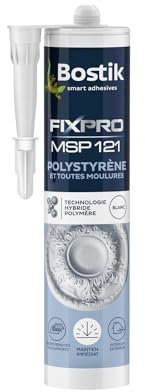 Bostik FIXPRO – Mastic Colle Polystyrène et Toutes Moulures MSP 121 – Intérieur/Extérieur – Tous Supports – Mastic Hybride Polymère – Couleur : Blanc – 1 Cartouche 290 ml