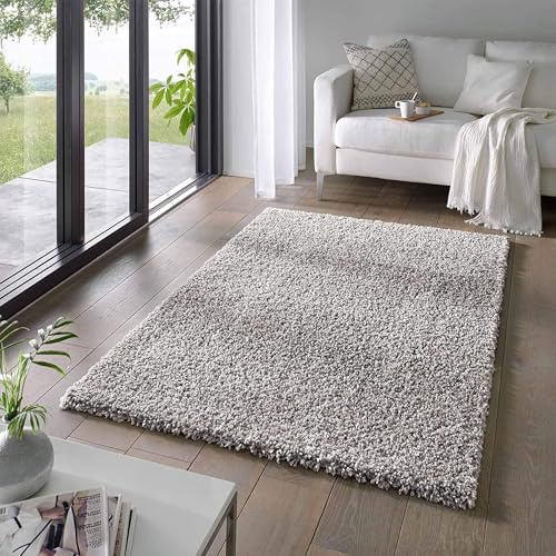 Taracarpet Shaggy Teppich Wohnzimmer Venezia Hochflor Langflor Teppiche modern Grau 250x250 cm