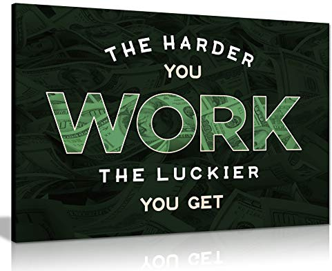 Panther Print, Canvas Wall Art, Beautiful Living Room Framed Art, Inspirational and Motivational Design, the Harder You Work, the Luckier You Get, Print for Special Occasions (36 x 24 Inch)