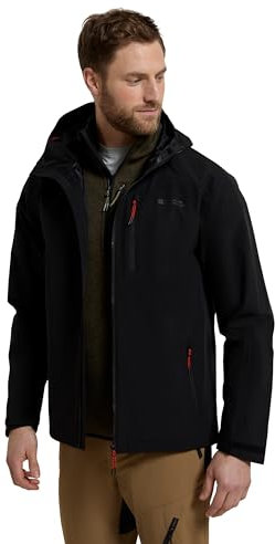 Mountain Warehouse Bachill Mens Waterproof Jacket - Adjustable Hood & Hem Raincoat, Breathable Coat, Security Pockets, Full Zip Casual Jacket - For, Travelling Black 4XL