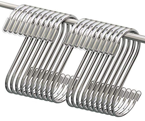 Myfolrena 20 ganchos en forma de S para colgar, ganchos de metal en forma de S de 3.4 pulgadas, resistentes para colgar macetas, sartenes, plantas, bolsas, tazas, ropa