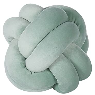 Beliani Modernes Knoten-Ball Dekokissen Samtstoff grün rund 20 x 20 cm Malni