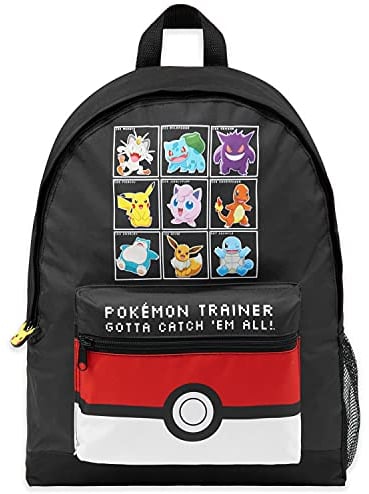 Pokémon Zainetto Bambino Adolescenti Pikachu Charizard Zaino Scuola Zaini Sportivi per Viaggi e Sport Anime Regali Bambini (Nero/Rosso)