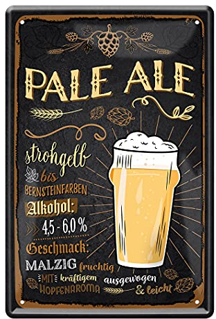 Pale Ale Bier Blechschild - Retro Deko Metallschild Zubehör Ausstattung für Bar Kneipe Theke Kellerbar Partyraum Partykeller Biergarten Man Cave Pub - Bier Geschenke für Männer - 20x30cm