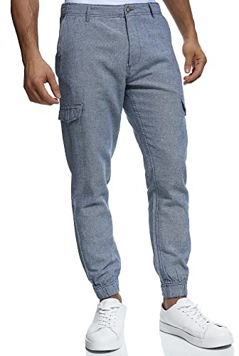 Indicode Herren Booth Cargohose Zeitlos aus Leinen & Baumwolle mit Taschen
