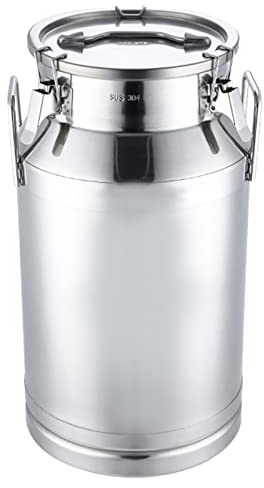 Adima Milchkannen, 304 Edelstahl Milchtransportfässer Wasserkrug Weinkübel Öl Milcheimer Teedose Mit Versiegeltem Deckel Und Griff Für Flüssigkeit Fester Speicher,20L