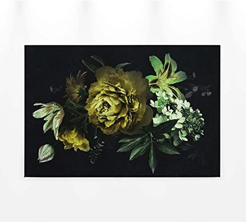 BRICOFLOR Leinwand - Barock- & Ornament-Tapete Barock-Tapete | Tapete in Gelb, Grün, Schwarz/Anthrazit DD120488 Ideal für Wohnzimmer | Größe : 0,9 x 0,6 m