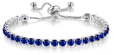 Wedity Classic Sparkling Tennis Bracciale Catena da polso in cristallo Accessori per mani regolabili Gioielli per donne Ragazze (Blu Reale)