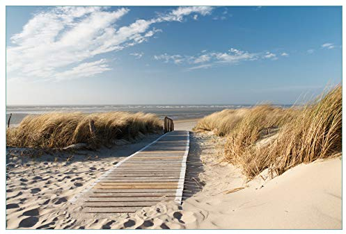 Wallario Küchenrückwand aus Glas 90 x 60 cm, Motiv: Auf dem Holzweg zum Strand | Spritzschutz abwischbar & pflegeleicht