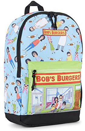 Bob's Burgers Herren-Rucksack Bob, Tina & Louise Belcher Büchertasche, Rucksack für den Alltag, Hellblau, Hell, blau, Modern