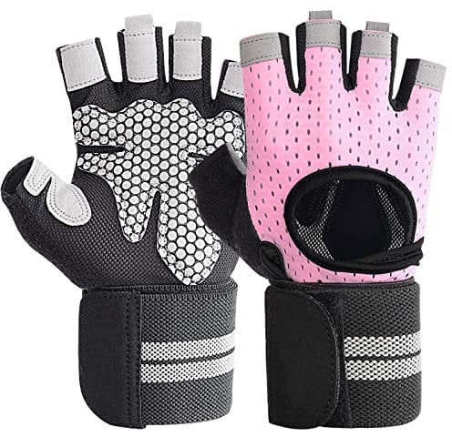 Guanti da sollevamento pesi rosa per uomo e donna, accessori da palestra con taglie