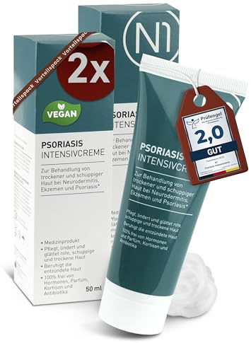 N1 Psoriasis Intensivcreme 100 ml - Creme gegen Schuppenflechte & Juckreiz | Schnelle Hilfe bei Neurodermitis, Ekzeme & starkem Juckreiz - Beruhigt und lindert schuppige, entzündete & trockene Haut