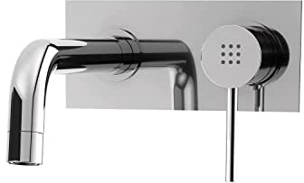 Parama Rubinetto per il Bagno Miscelatore Monocomando per Lavabo ad Incasso interamente in Ottone con finitura a Muro Cromato Design Tondeggiante Moderno per Scarico Automatico modello Ava