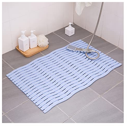 YJEUZCD Bodenmatte Saunaläufer Duschmatte, Wasserdicht Spleißen Nassbereich-Teppich, Durchbrochenes Entwässerung Schwimmbad Balkon Autowäsche Bodenteppich, 50x80cm (Farbe : Blue-A, Größe : 2pcs)