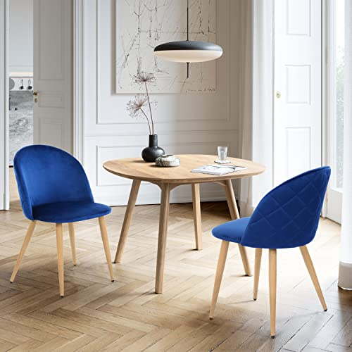 HOMYLIN Set mit 2 Esszimmerstühlen, runde, solide Rückenlehne, weicher Polsterstoff, Esszimmerstuhl