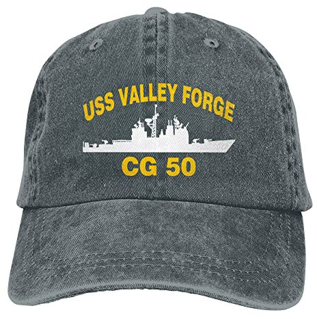 USS Valley Forge CG 50 Vintage Sandwich Hat Baseball Caps Denim Hats Cowboy, Deep Heather, One size