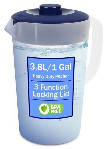 Water Pitcher with Lid 1 Gallon Pitcher BPA Free & Phthalate Free - Navy