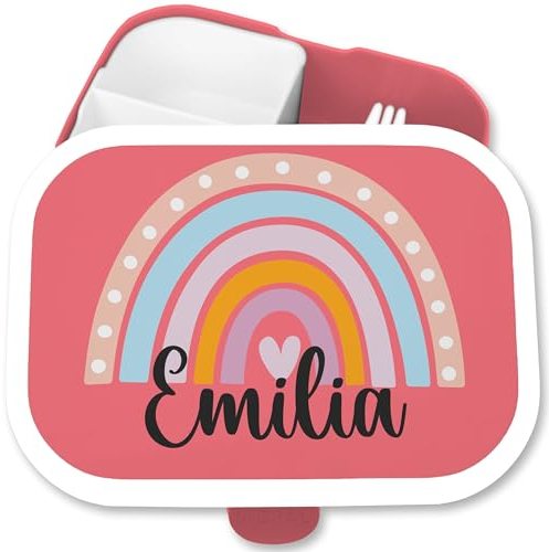 Brotdose Kinder Campus für Mepal - Lunchbox Regenbogen Brotbox Rainbow I Jungen Geschenk Mädchen Schule - 750 ml - Rosa - schulkinder geschenke brotdosen kindergarten personalisierte name snackbox