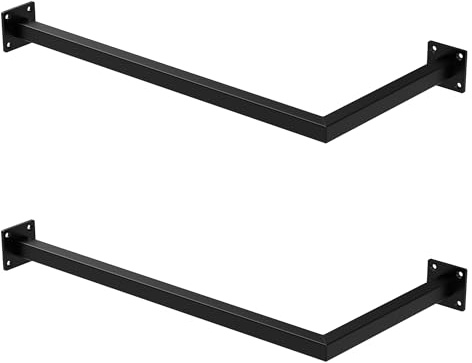 ML-Design 2er Set Kleiderstange Übereck für die Wand, T30cm x B60cm, Schwarz, aus Stahl, Garderobenstange L-Form, Kleiderständer Wandmontage, Kleidergestell Garderobenhalter, inkl. Montagematerial