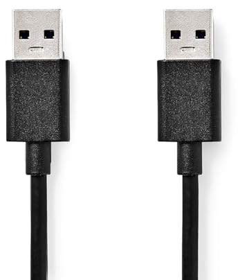 NEDIS USB-Kabel - USB 3.2 Gen 1 - USB-A Stecker - USB-A Stecker - 5 Gbps - Vernickelt - 1.00 m - Rund - PVC - Schwarz - Box