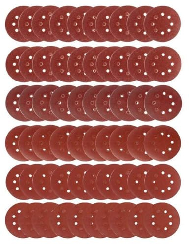oumuik schleifpapier 60tlg. Rotundität Schleifblatt Set,Körnung 40/80/120/180, 9 Löcher, Klett, für Holz, Spachtelmasse, Farben und Lacken