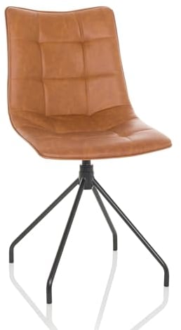hjh OFFICE Esszimmerstuhl drehbar TARVISO Kunstleder Polsterstuhl Küchenstuhl Konferenzstuhl, Braun 729458