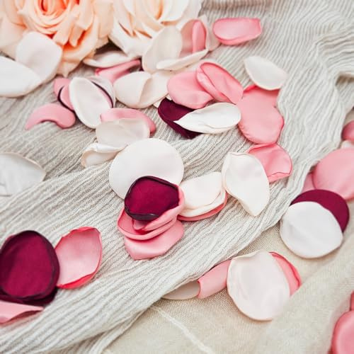 ZYOOO 200pcs Silk Rose Flower Petals For Valentaine's Day,Wedding Flower Gril Basket,Aisle Scatter,Table Centerpieces,Romantic Night Decoration,3.5cm Each(Pink Series）