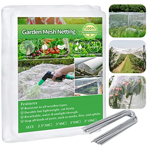 Vegamall Gemüsenetz Feinmaschig Insektennetz Garten Gemüsebeet Schutznetz Gartennetz Pflanzennetz Gemüse Blumen Insektenschutznetz Kulturschutznetz Kohl (3x6m+15pegs)