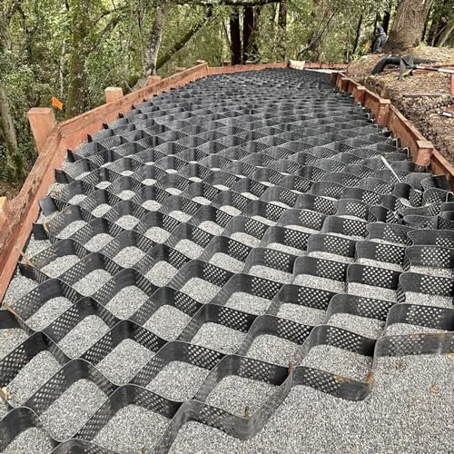 ALSUP Stabilizzatore Ghiaia Geogriglia, Griglia in Geocell Plastica Flessibile Espandibile Lastra da Giardino Stabilizzatore De Ghiaia per Ghiaia/Carrabile/Muri di Sostegno,2m x 5m (6.5ft x 16.5ft)