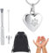KSJEHW Urne Kette für Asche, Anhänger Pfoten Abdruck Haustier, Herz Urne Halskette, Memorial Andenken Urne Schmuck mit Trichter-Kit für Haustier/Hunde/Katze Asche（Silber）