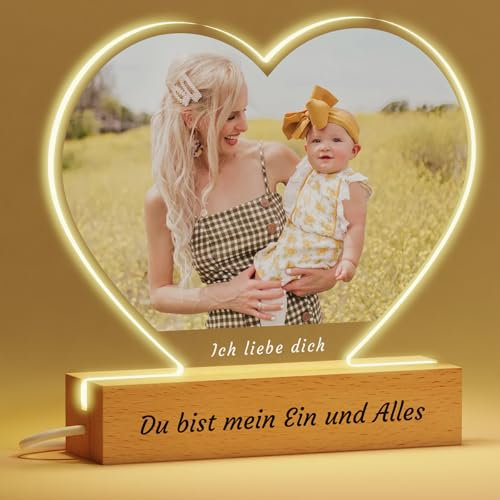 Voryusmer Personalisierter Herzrahmen mit Beleuchtung - Personalisierte Geschenke für Mama Muttertag Damen Geburtstage Weihnachten