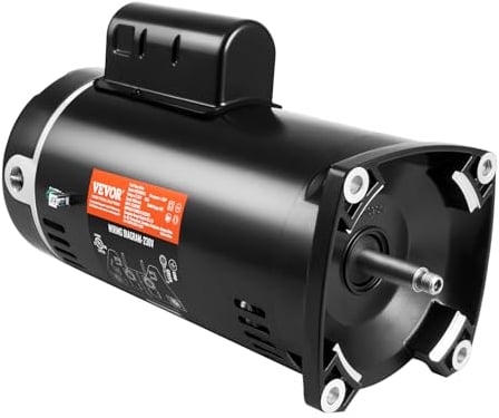 VEVOR Motore per Pompa per Piscina 2HP, 56Y, 230V (7.8A) 3450RPM, Fattore di Lavoro 1.3, Condensatore da 50μF/250V, Motore di Ricambio con Flangia Quadrata con Rotazione CCW per Pompe da Piscina