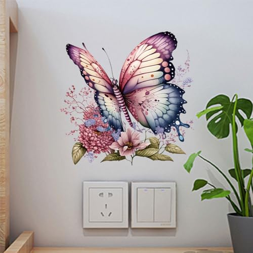 Traziewell Wand Deko Wandtattoo Wandaufkleber Blumen Schmetterling Wandsticker Wanddeko für Wohnzimmer Schlafzimmer Sofa Hintergrund Wandtattoo Flur 0310